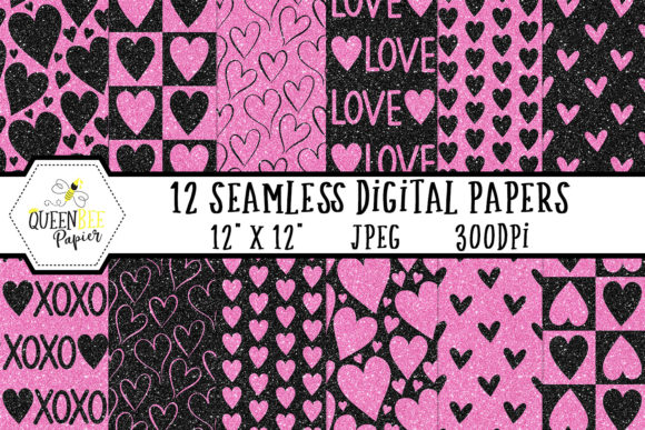 Black Pink Glitter Heart Digital Paper: A Sparkling Solution for Creative Projects