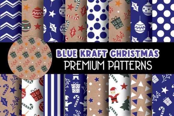 Blue Kraft Christmas Digital Papers