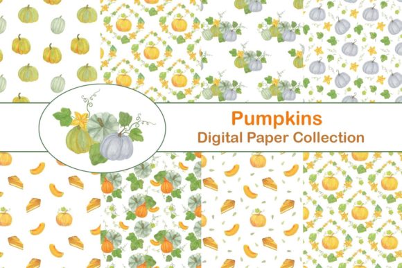 Fall Pumpkin Thanksgiving Digital Paper for Creative Projects