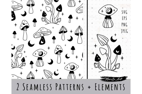 Magic Mushroom Seamless Pattern and SVG