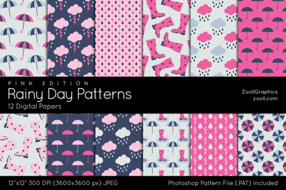 Rainy Day Pink Digital Papers