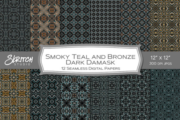Smoky Teal and Bronze Dark Damask: Elevate Your Creative Projects with Elegance
