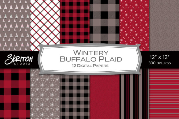 Wintery Buffalo Plaid Red and Gray Set: A Versatile Design Resource for Winter Crafting